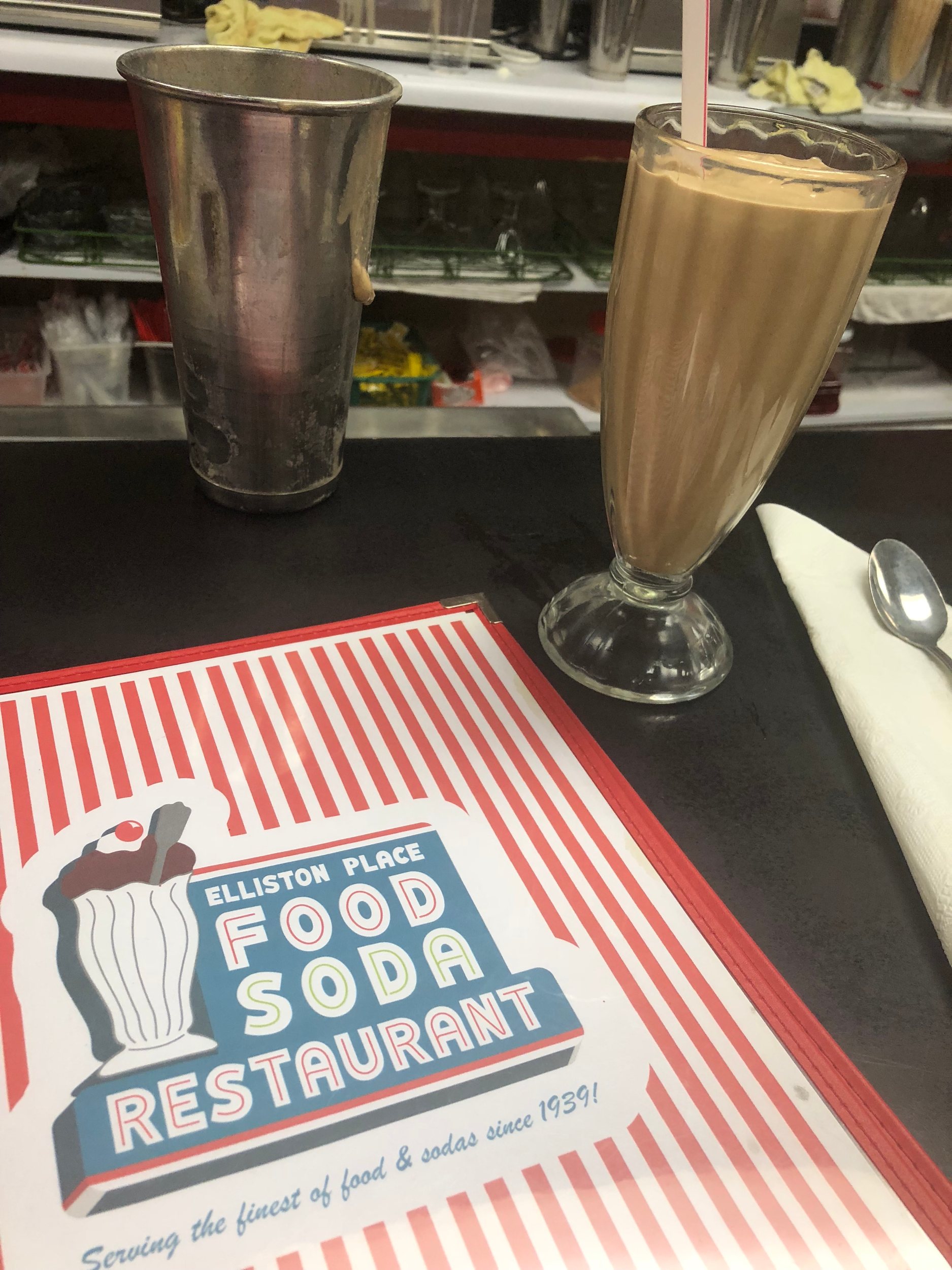 Elliston Place Soda Shop Menu and Milkshake